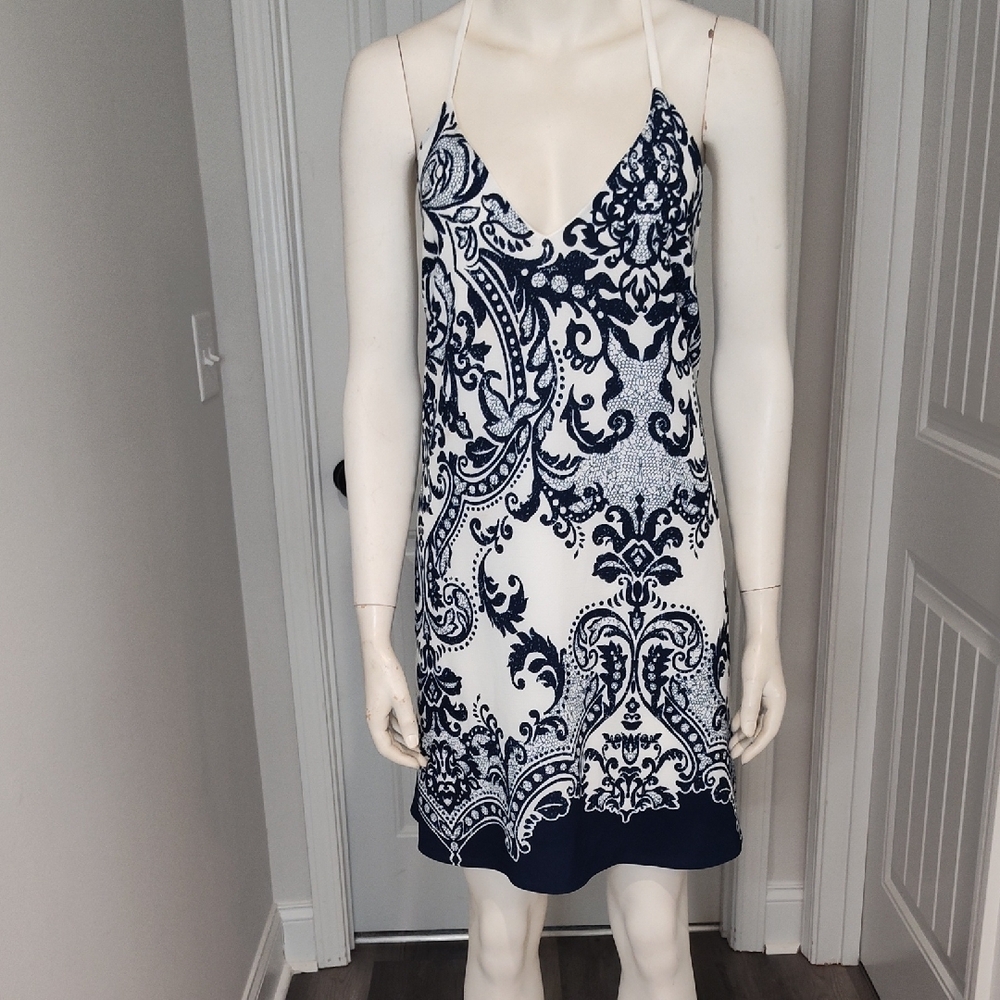 Elegant Navy and White Dress